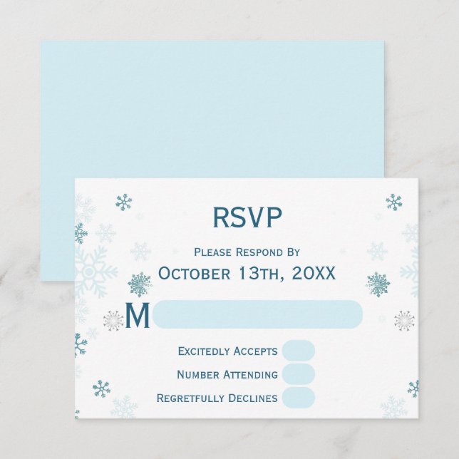 Elegant Winter Wonderland Blue Snowflake RSVP Card (Front/Back)