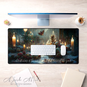 Elegant Winter Wonderland Christmas Desk Mat