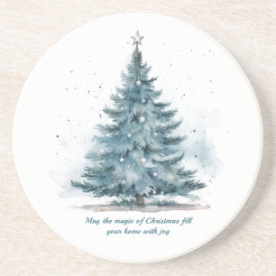 Elegant Winter Wonderland Christmas Tree Coaster