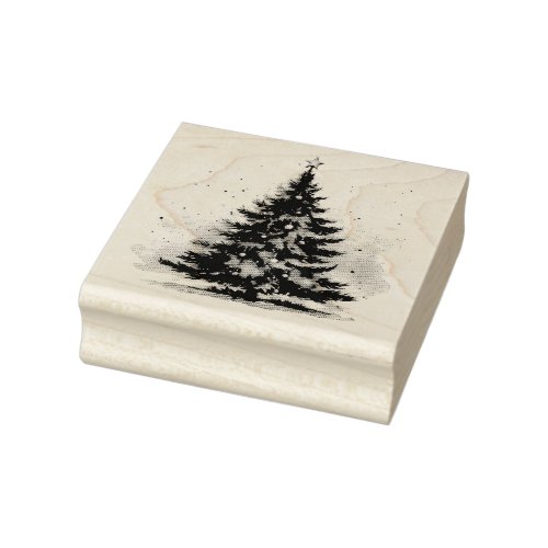 Elegant Winter Wonderland Christmas Tree Rubber Stamp