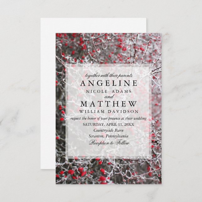 Elegant Winter Wonderland Snow snowflakes wedding Invitation (Front/Back)