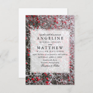 Elegant Winter Wonderland Snow snowflakes wedding Invitation