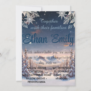 Elegant Winter Wonderland Snow Snowflakes WEDDING Invitation