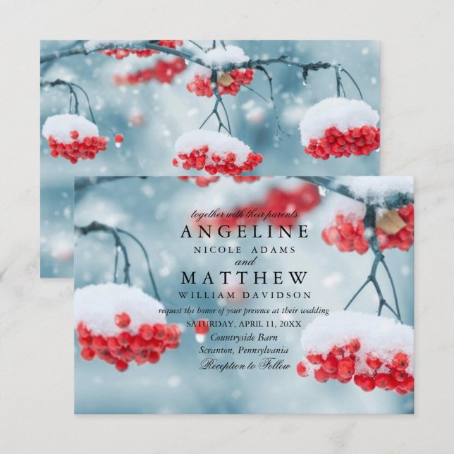 Elegant Winter Wonderland Snow snowflakes wedding Invitation (Front/Back)