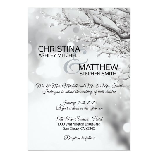 elegant winter wonderland snow snowflakes wedding invitation snowflakes wedding invitations