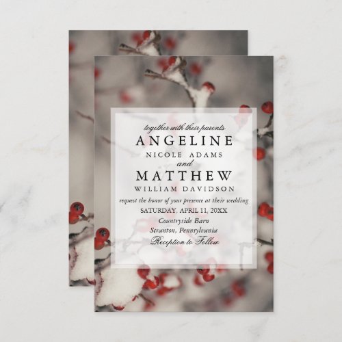 Elegant Winter Wonderland Snow snowflakes wedding Invitation