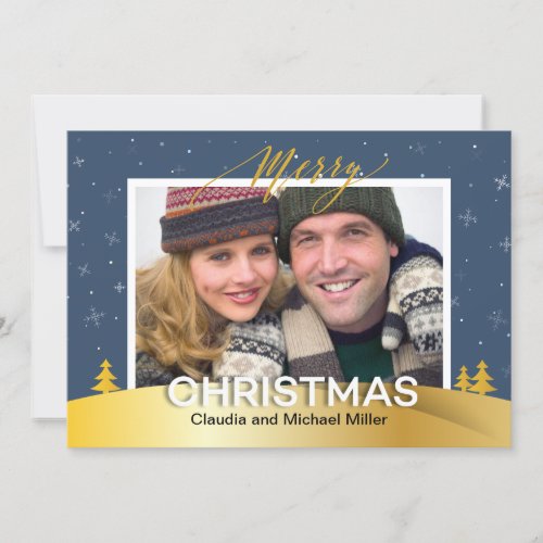 Elegant Winter Wonderland Snowflakes Family Photo Holiday Card