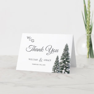 Elegant Winter Wonderland Snowflakes wedding Letterpress Thank You Card