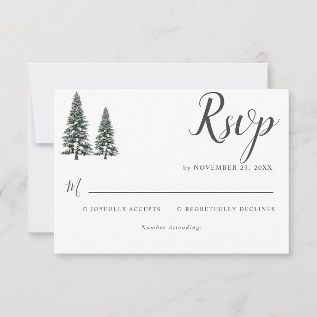 Elegant Winter Wonderland  Snowflakes wedding RSVP Card (Front)
