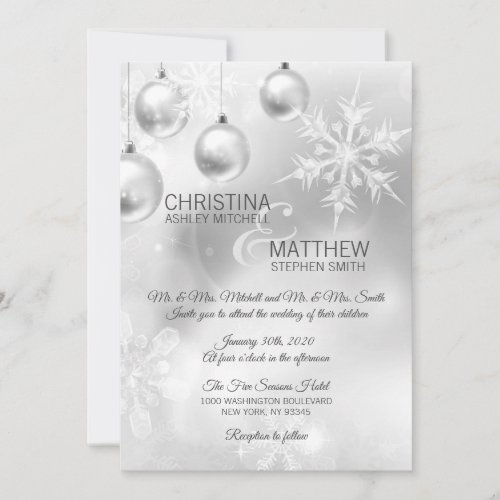 Elegant Winter Wonderland Snowflakes White WEDDING Invitation