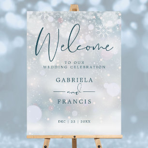 Elegant Winter Wonderland Wedding Welcome Sign