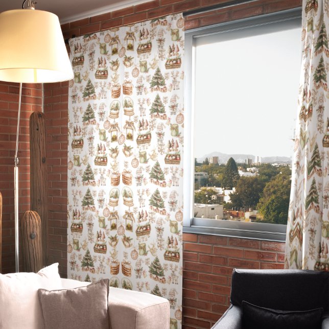 Elegant Winter Wonderland with Bird and Ornaments Blackout Curtains (Creator Uploaded)