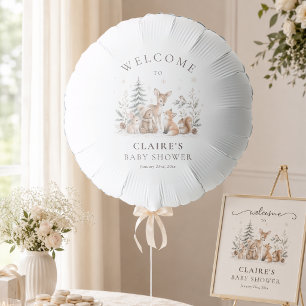 Elegant Winter Woodland Animals Baby Shower Balloon