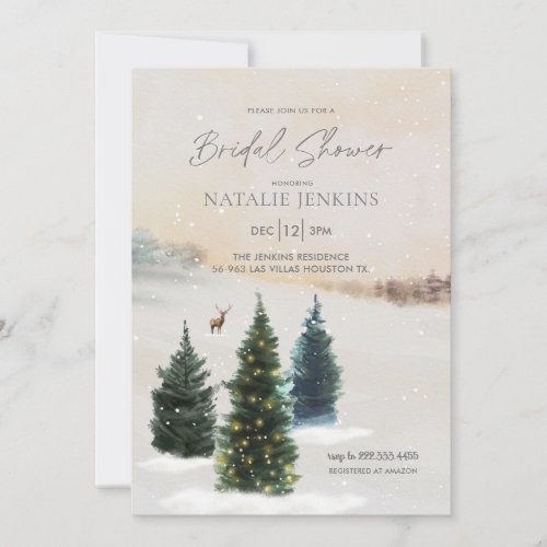 Elegant Winter Woodland Bridal Shower Invitation