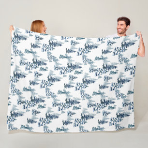 Elegant Winter Woodland Snowy Fir Forest Christmas Fleece Blanket