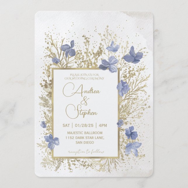 Elegant Wintry Foliage Winter Wedding Invitation (Front)