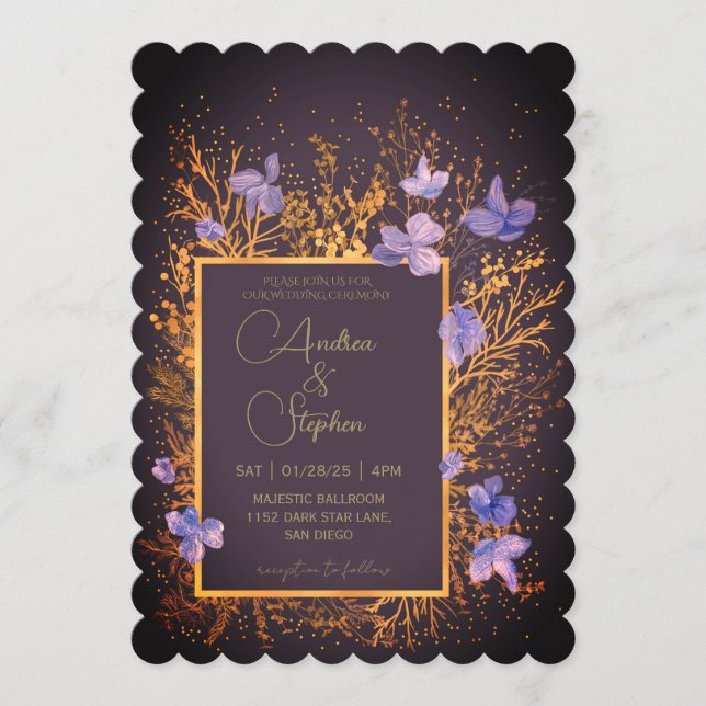 Elegant Wintry Foliage Winter Wedding Invitation (Front)