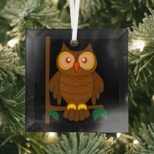 Elegant Wise Owl Glass Ornament