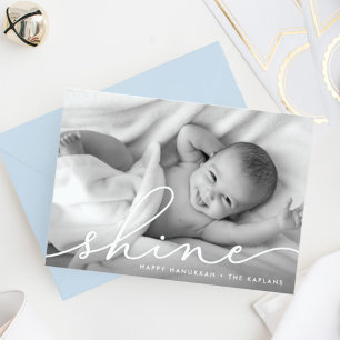Elegant Wish Hanukkah Photo Holiday Card