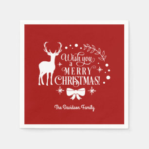Elegant Wish You A MERRY CHRISTMAS Monogram Napkins
