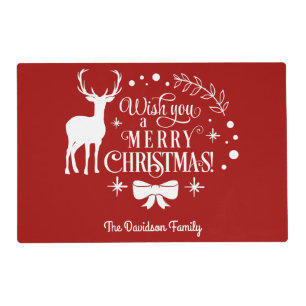 Elegant Wish You A MERRY CHRISTMAS Monogram Placemat