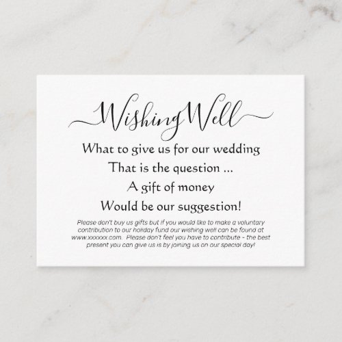 Elegant Wishing Well Contribution Poem Enclosure Card