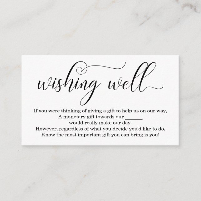 Elegant Wishing Well for Wedding Invitation (Front)