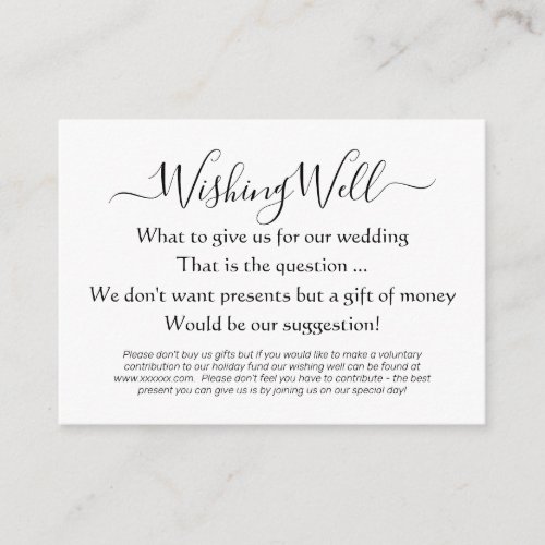 Elegant Wishing Well Money Poem Enclosure Card