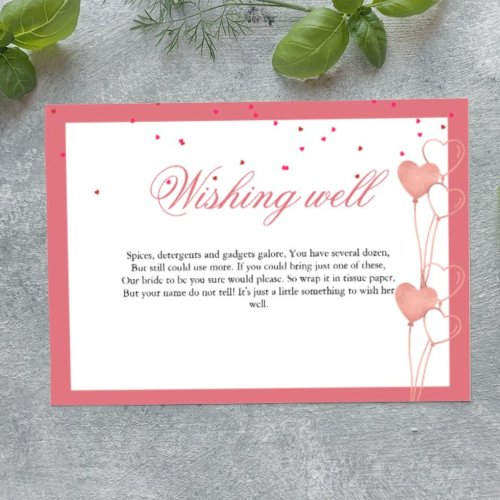 Elegant Wishing well  Valentine Bridal Shower card