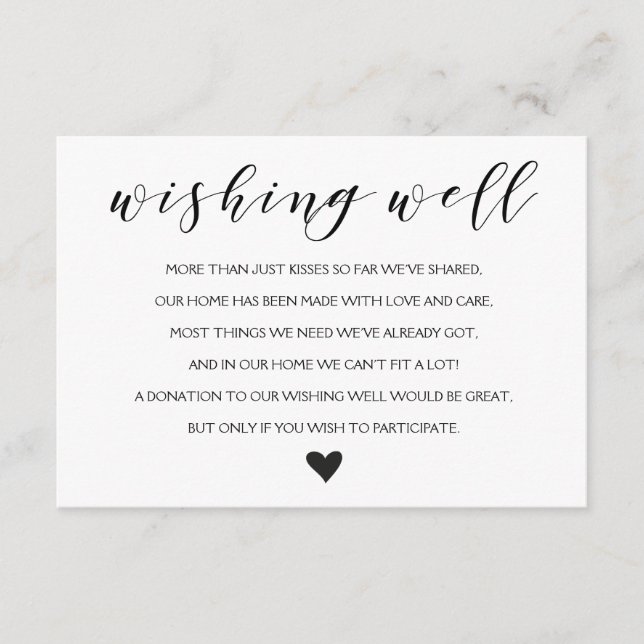 Elegant Wishing well wedding insert card (Front)