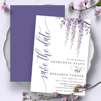 Elegant Wisteria Branch Floral Save the Date Card