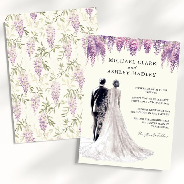 Elegant Wisteria Bride Groom Wedding Invitation (Creator Uploaded)
