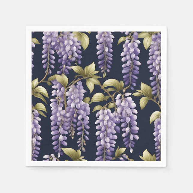 Elegant Wisteria Floral Napkins (Front)