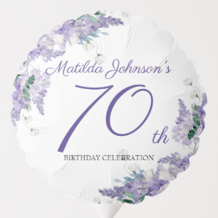 Elegant Wisteria Floral Purple 70th Birthday Balloon