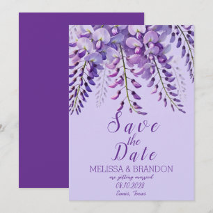 Elegant Wisteria Floral Purple Modern Wedding Invitation