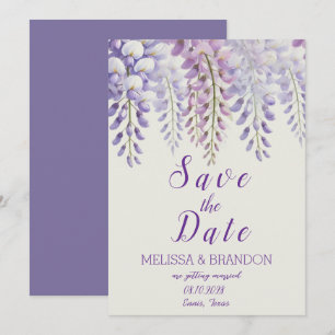 Elegant Wisteria Floral Purple Modern Wedding Invitation
