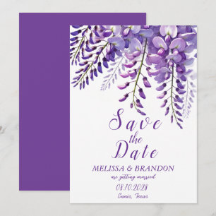 Elegant Wisteria Floral Purple Modern Wedding Invitation