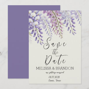 Elegant Wisteria Floral Purple Modern Wedding Invitation