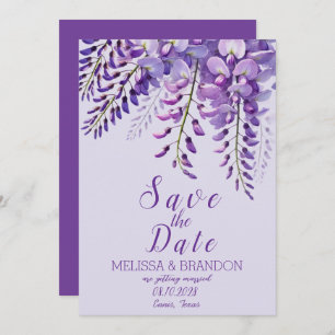 Elegant Wisteria Floral Purple Modern Wedding Invitation
