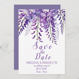 Elegant Wisteria Floral Purple Modern Wedding Invitation