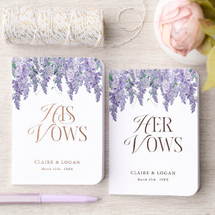Elegant Wisteria Floral Wedding His & Hers' Foil Vow Books