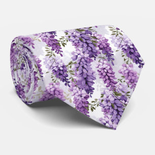 Elegant wisteria tiled floral pattern neck tie