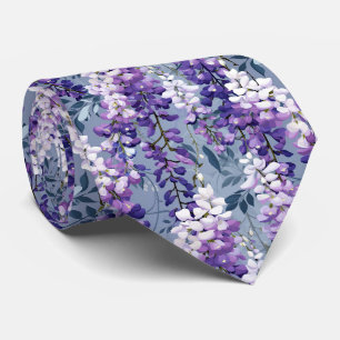 Elegant wisteria tiled floral pattern neck tie