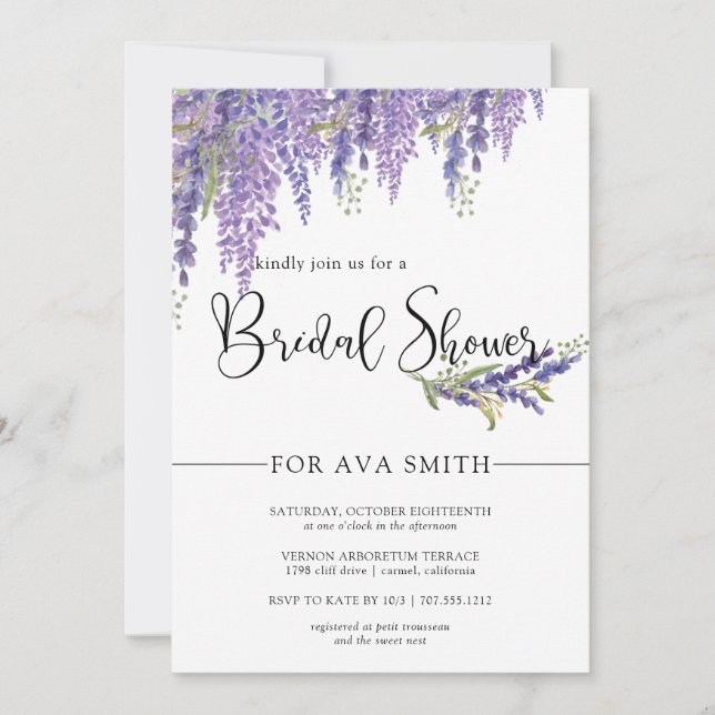 Elegant Wisteria tree Bridal Shower Invitation (Front)