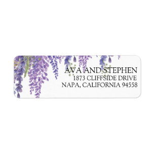 Elegant Wisteria tree Purple floral Label