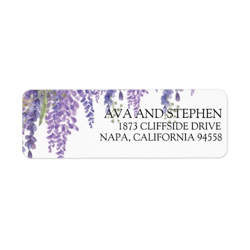 Elegant Wisteria tree Purple floral Label