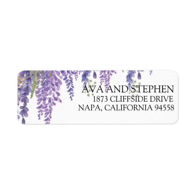 Elegant Wisteria tree Purple floral Label (Front)