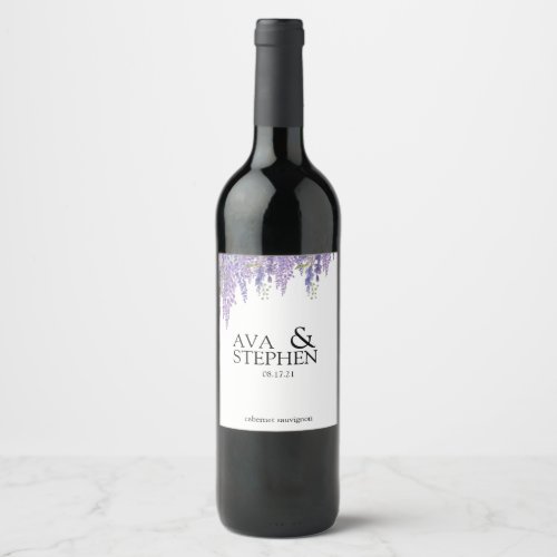 Elegant Wisteria tree watercolor Wedding Wine Wine Label