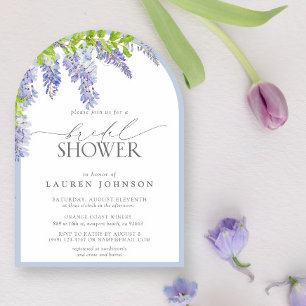 Elegant Wisteria Watercolor Floral Bridal Shower Invitation