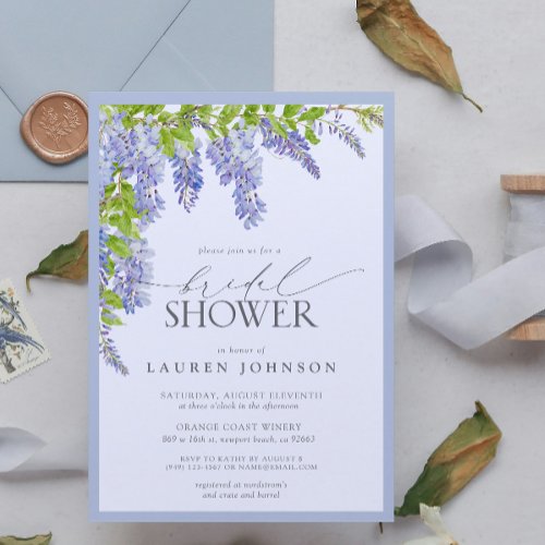 Elegant Wisteria Watercolor Floral Bridal Shower Invitation